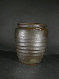 月間特価品　備前焼　登窯　備前焼中堅作家　柴田　善博　黄ゴマ水指・双耳壷５