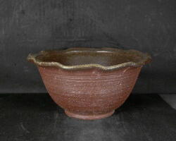 備前焼　穴窯　備前焼中堅作家　獅々堀　達　黄ゴマ輪花大鉢・水盤７