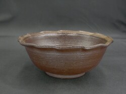 備前焼　穴窯　備前焼中堅作家　獅々堀　達　黄ゴマ輪花大鉢・水盤９