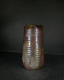 備前焼　登窯　備前焼中堅作家　榊原　啓司（伊勢崎）　共箱付き桟切・黄ゴマ花入３