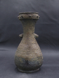 備前焼　穴窯　備前焼物故作家　小山　日出男　伊部手黄ゴマ黒備前花入７