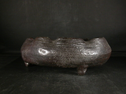 備前焼 穴窯 備前焼物故作家 小山 日出男 伊部手黄ゴマ黒備前三つ足大