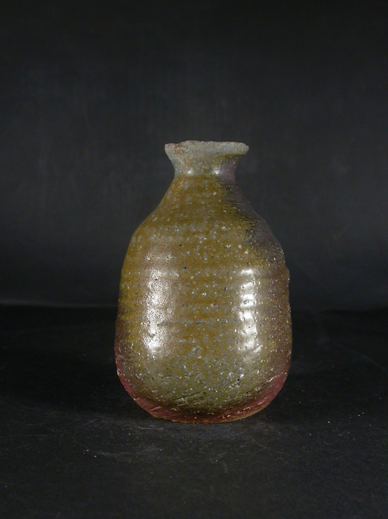 備前焼　穴窯　備前焼物故作家　前嶋　五一郎　黄・青ゴマ徳利１４