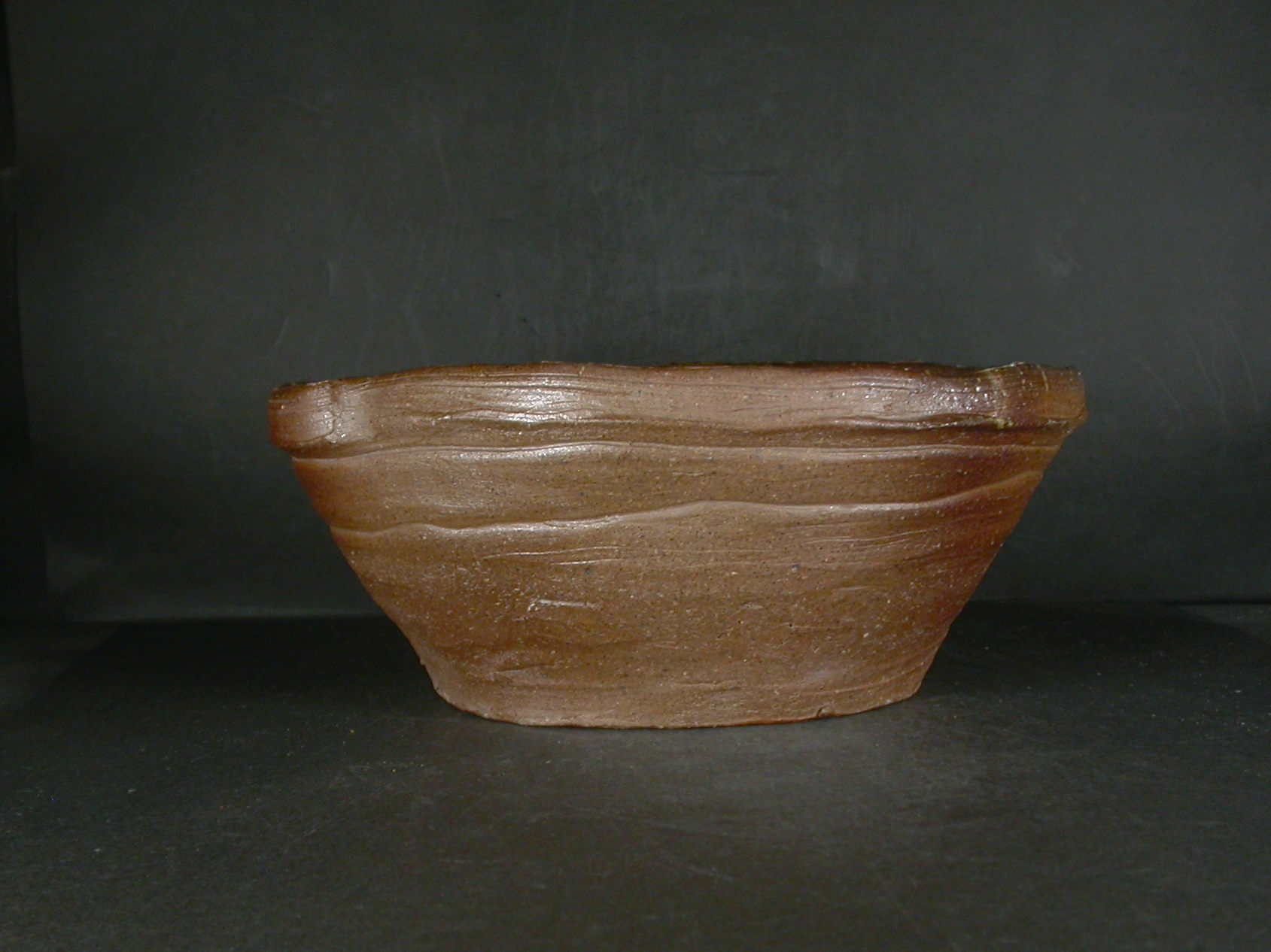 お買得　備前焼　穴窯　備前焼物故作家　前嶋　五一郎　手捻り緋襷・黄ゴマ大擂鉢・水盤１６