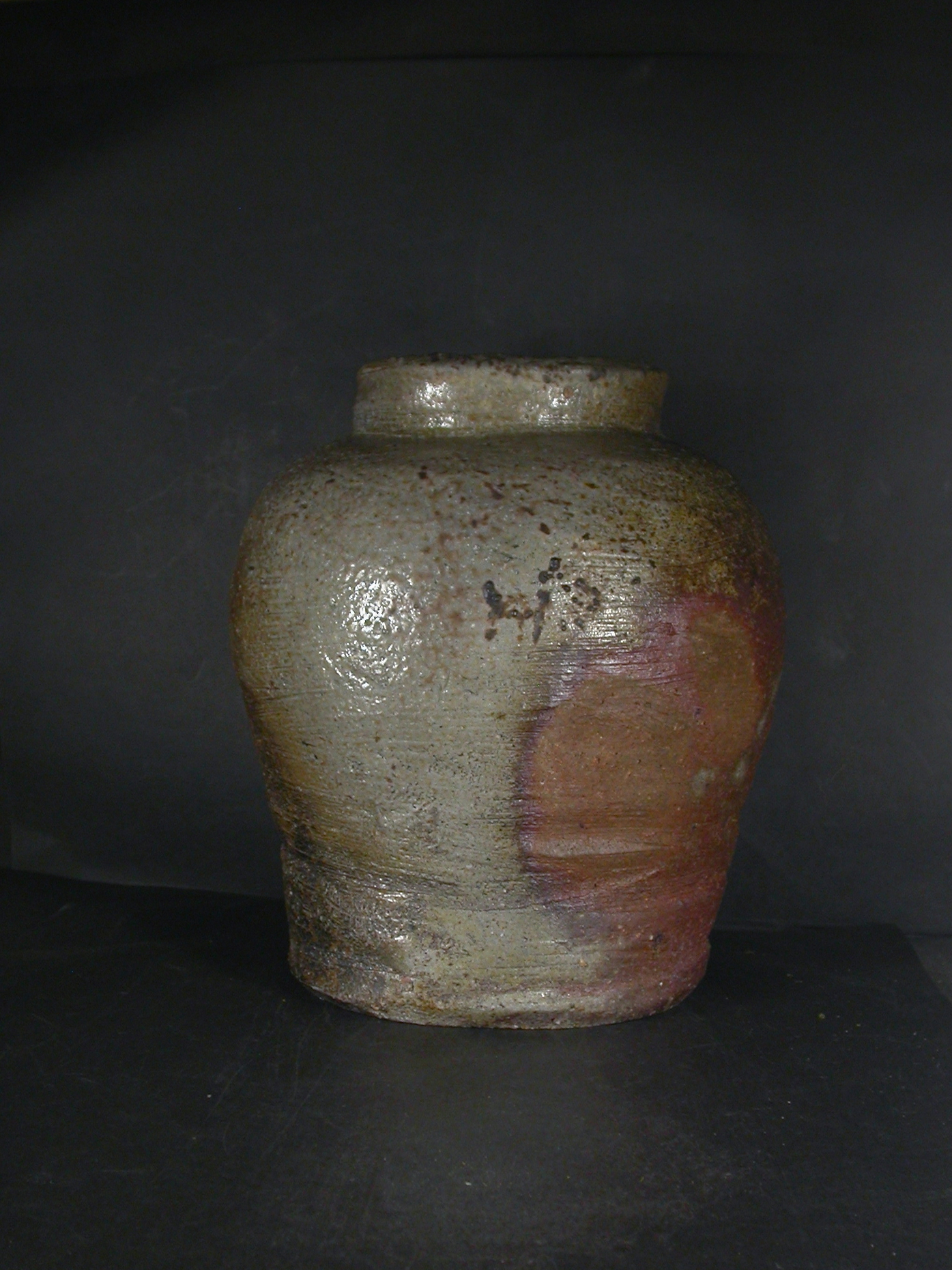 備前焼　穴窯　備前焼物故作家　前嶋　五一郎　手捻り窯変大長壷１６