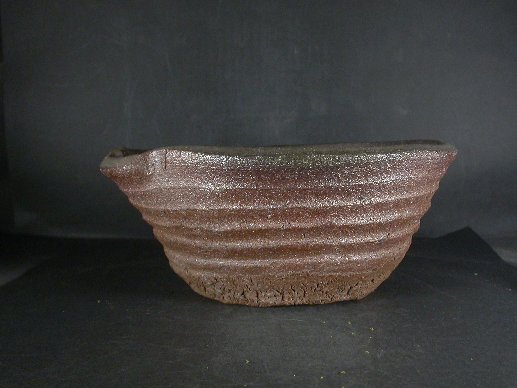 備前焼 穴窯 備前焼物故作家 前嶋 五一郎 24．5センチ手捻り黄ゴマ