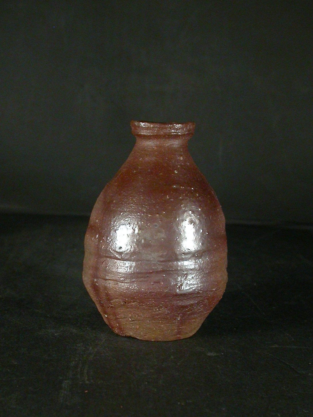 備前焼　穴窯　備前焼物故作家　前嶋　五一郎　緋襷小徳利６８