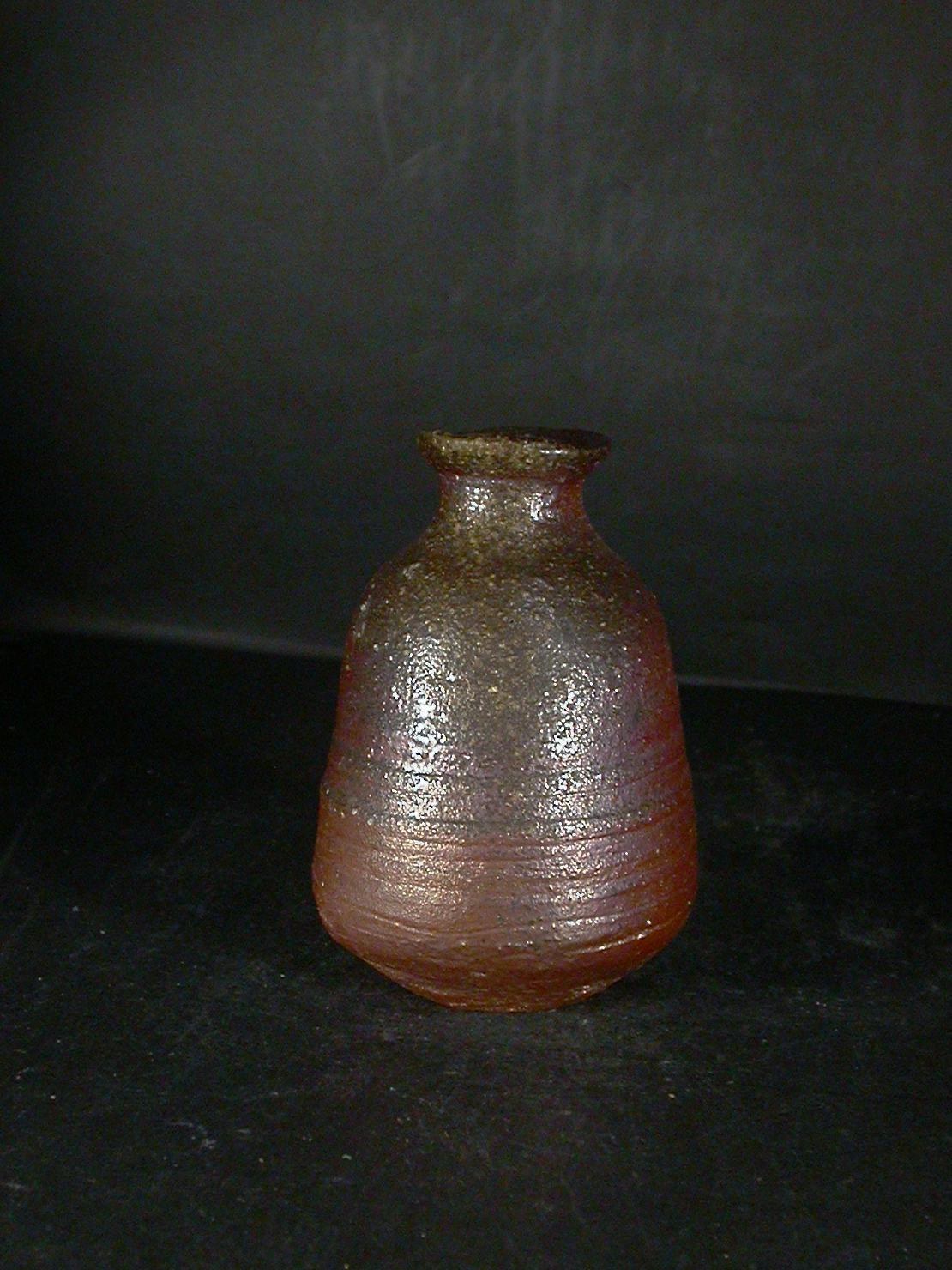 お買得　備前焼　穴窯　備前焼物故作家　前嶋　五一郎　金彩・黄ゴマ徳利７３