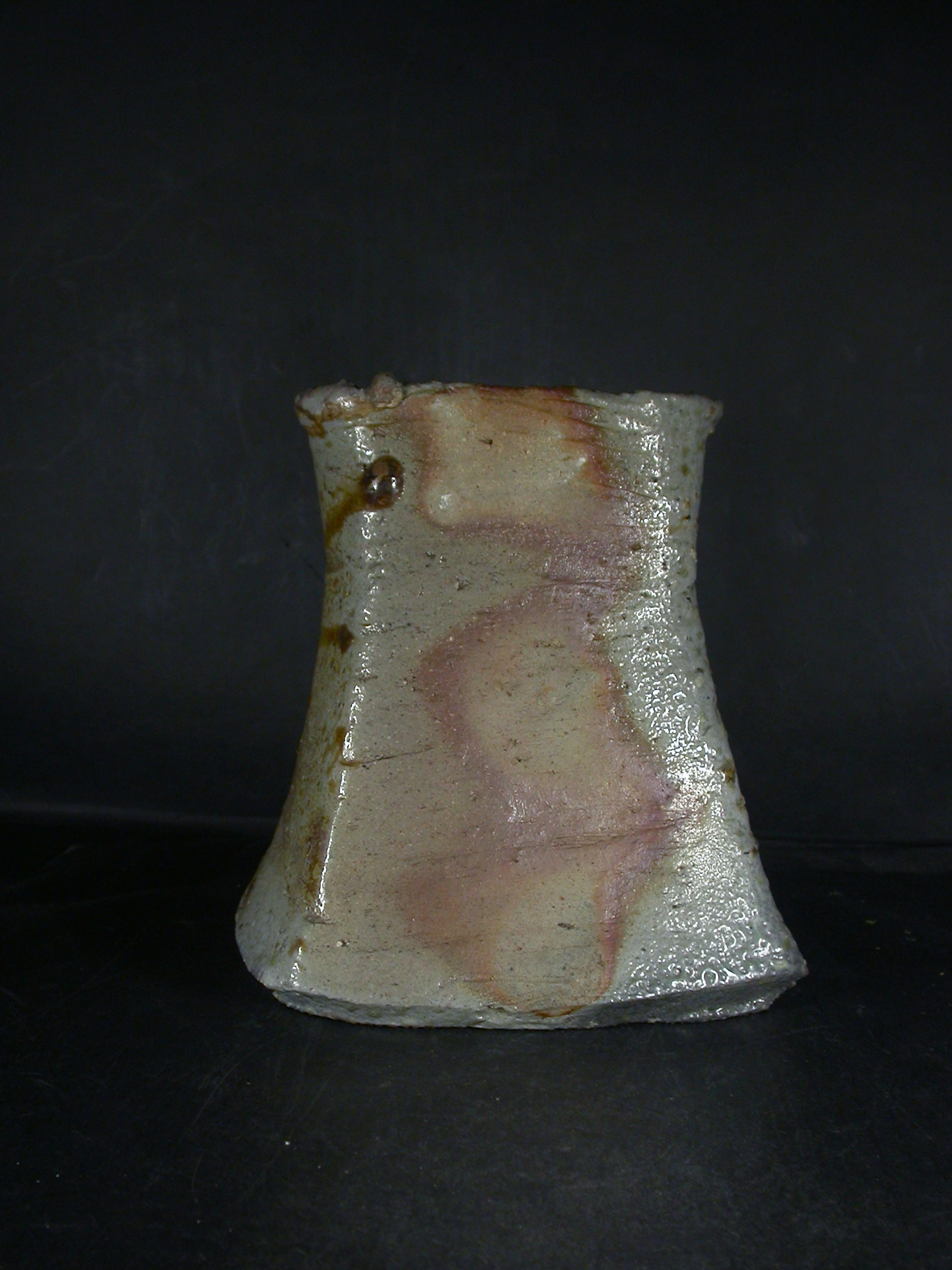 備前焼　穴窯　備前焼物故作家　前嶋　五一郎　手捻り窯変花入７８