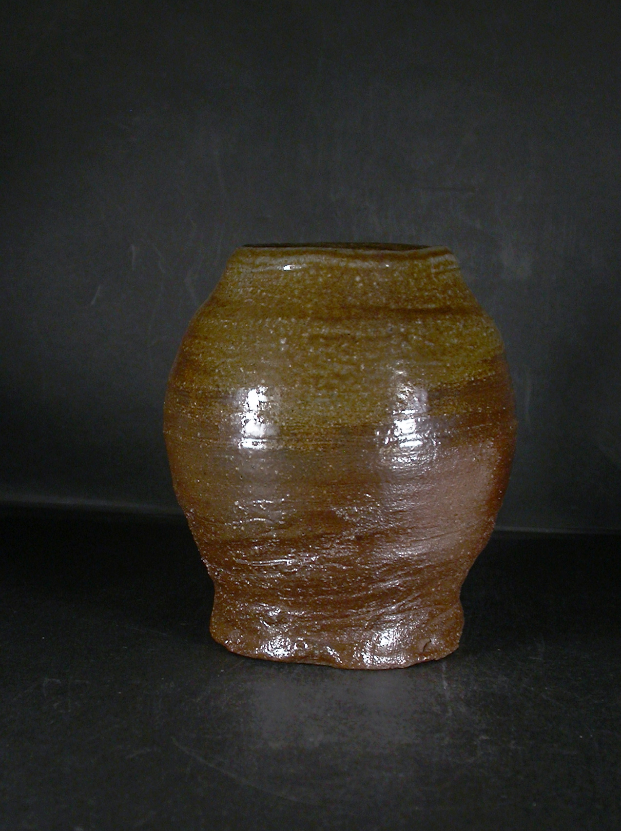 備前焼　穴窯　備前焼物故作家　前嶋　五一郎　黄ゴマ壷７６