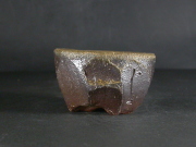 備前焼　穴窯　備前焼異色作家　吉岡　勝巳　最新作黄ゴマ面取り・鎬ぐい呑３