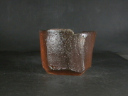 備前焼　穴窯　備前焼異色作家　吉岡　勝巳　最新作黄ゴマ面取・鎬フリーカップ３