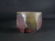 処分品　備前焼　穴窯　備前焼異色作家　吉岡　勝巳　最新作黄ゴマ面取り・鎬ぐい呑５