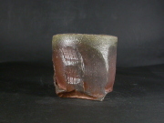 備前焼　穴窯　備前焼異色作家　吉岡　勝巳　最新作黄ゴマ面取り・鎬フリーカップ１４