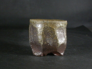 処分品　備前焼　穴窯　備前焼異色作家　吉岡　勝巳　最新作黄ゴマ面取り・鎬ぐい呑１１