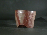 月間特価品　備前焼　穴窯　備前焼異色作家　吉岡　勝巳　最新作緋襷面取・鎬ぐい呑１２