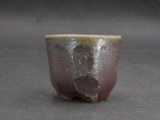 月間特価品　備前焼　穴窯　備前焼異色作家　吉岡　勝巳　最新作黄ゴマ面取・鎬ぐい呑１２