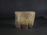 備前焼　穴窯　備前焼異色作家　吉岡　勝巳　最新作黄ゴマ面取・鎬ぐい呑１４