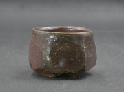 備前焼　穴窯　備前焼異色作家　吉岡　勝巳　最新作黄ゴマ面取・鎬ぐい呑１５