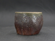 備前焼　穴窯　備前焼異色作家　吉岡　勝巳　最新作黄ゴマ面取・鎬ぐい呑１７