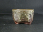 備前焼　穴窯　備前焼異色作家　吉岡　勝巳　最新作大振りな黄ゴマ面取・鎬ぐい呑２２