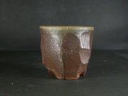 備前焼　穴窯　備前焼異色作家　吉岡　勝巳　最新作面取り・鎬黄ゴマフリーカップ５１