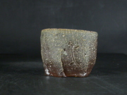 備前焼　穴窯　備前焼異色作家　吉岡　勝巳　最新作カセゴマ面取り・鎬ぐい呑２８