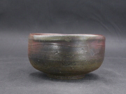 備前焼　登窯　備前焼中堅作家　橋本　勘介　四方桟共箱付き黄・青ゴマ抹茶茶碗１