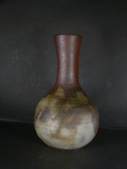 備前焼　登窯　備前焼物故作家　的野　求　桟切花入１