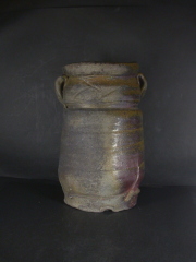 備前焼　登窯　備前焼物故作家　正宗　悟　共箱付き窯変耳付き花入３