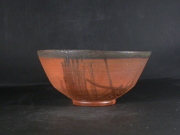 備前焼　登窯　備前焼中堅作家　備前焼伝統工芸士　安東　利喜　緋襷・黄ゴマ緋抹茶茶碗２