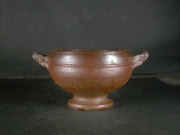 月間特価品　備前焼　登窯　備前市無形文化財　岡田　輝　黄ゴマスープカップ２