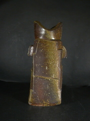 備前焼　登窯　備前焼中堅作家　幡上　雄一　 共箱付き黄ゴマ鎬花入１