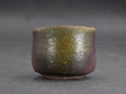 備前焼　登窯　備前焼作家・日展書家　故守時　大融　共箱付黄ゴマぐい呑１