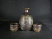 備前焼　登窯　備前焼窯元　小西　陶古　　共箱付き桟切酒器セット２