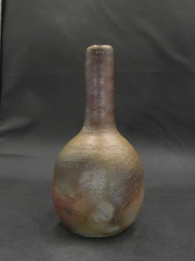 備前焼　登窯　備前市無形文化財　柴岡　紘一　共箱付き桟切り・黄ゴマ一輪花入２