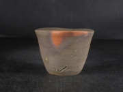 備前焼　登窯　備前焼中堅作家　松本　勝哉　共箱付き緋カセ窯変ぐい呑２