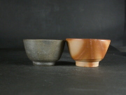 備前焼　登窯　備前焼作家　吉延　豊丘　共箱付き緋襷・黄ゴマぐい呑２個組１