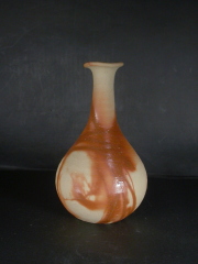 備前焼　備前焼中堅作家　山下　譲治　共箱付き緋襷鶴首大徳利花入４