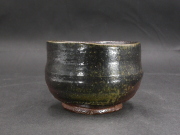 備前焼　登窯　備前焼中堅作家　大平　孝昭　共箱付伊部手黄ゴマ黒備前抹茶茶碗２