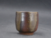 備前焼　登窯　備前焼ベテラン作家　松嶋　勉　共箱付き黄ゴマぐい呑２