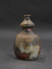 備前焼　登窯　備前焼女流作家　木村　素静　共箱付き桟切・黄ゴマ瓢徳利１