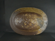 備前焼　登窯　備前焼中堅作家　永末　隆平　３２センチ窯変大楕円皿１