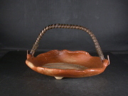 備前焼　備前焼中堅作家　高原　邦彦　２０センチ緋襷石目手付き皿３