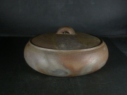 備前焼　登窯　備前焼中堅作家　備前焼伝統工芸士　安東　利喜　桟切・黄ゴマ蓋付菓子器・鉢１