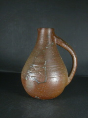 備前焼　穴窯　作者不詳　緋襷・黄ゴマ水柱１