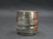 備前焼　登窯　作者不詳　桟切・黄ゴマ湯呑１