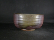 備前焼　登窯　備前焼物故作家　岡本　碧山　四方桟共箱付き黄ゴマ抹茶茶碗２