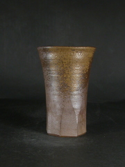 備前焼　登窯　備前焼窯元　一本松窯　黄ゴマ面取りビール他グラス１　