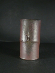 月間特価品　備前焼　登窯　本邸　祐芳　黄ゴマ竹節掛花入1